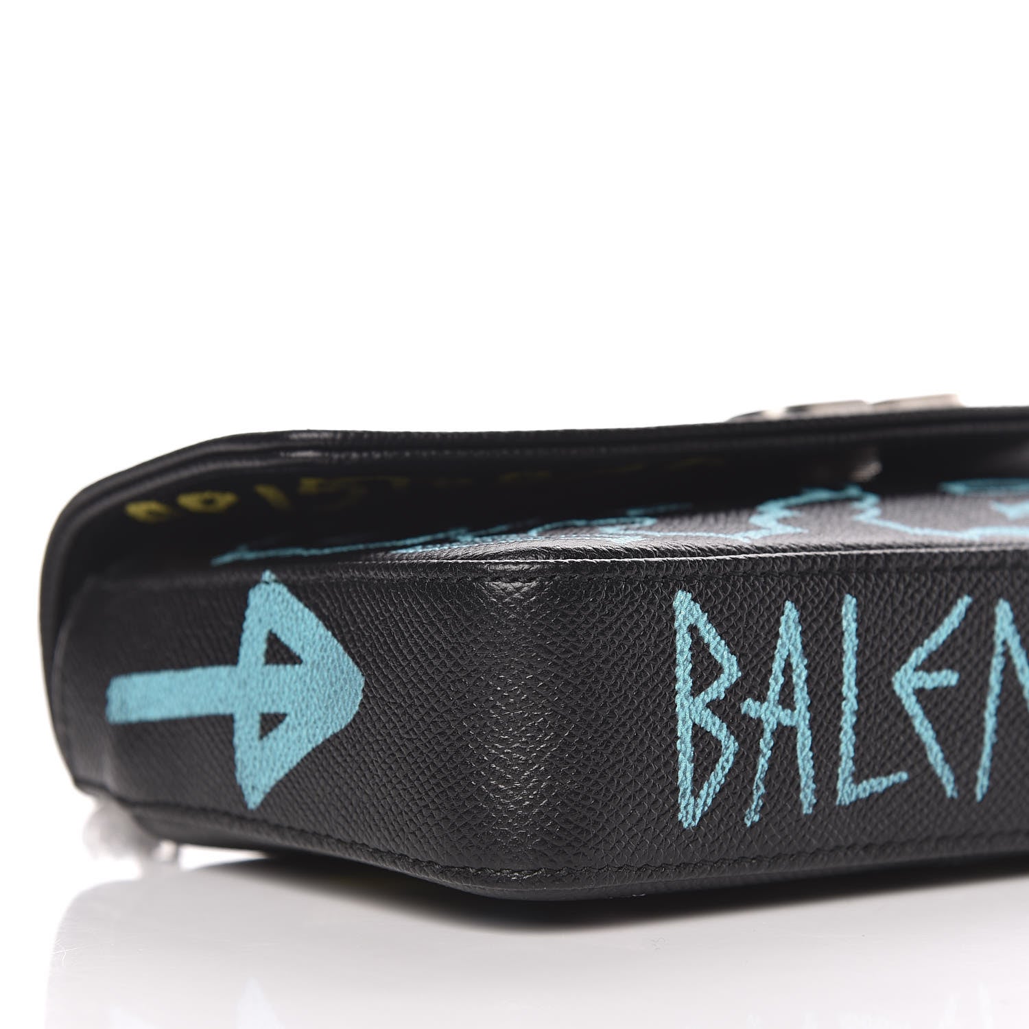 Balenciaga Calfskin Graffiti BB Chain Wallet Black Multicolor 8 of 9