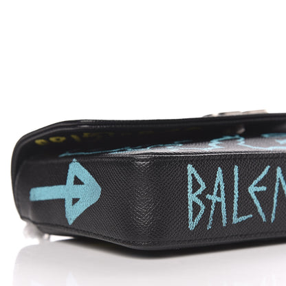 Balenciaga Calfskin Graffiti BB Chain Wallet Black Multicolor 8 of 9