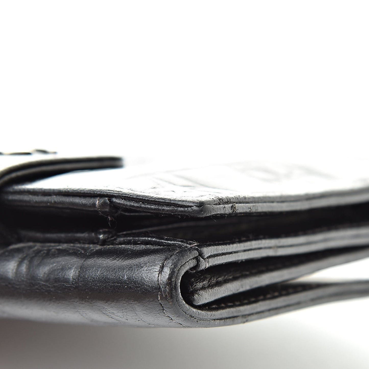 Calfskin Lucky Symbols Compact French Flap Wallet Black