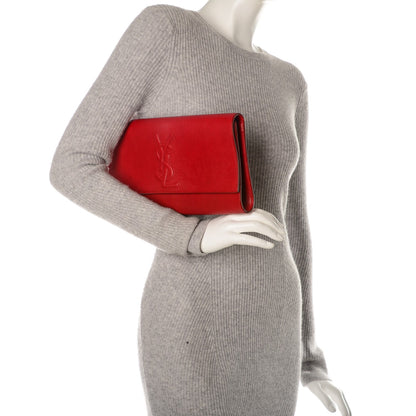 Saint Laurent Goatskin Monogram Large Belle De Jour Clutch Red 2 of 7