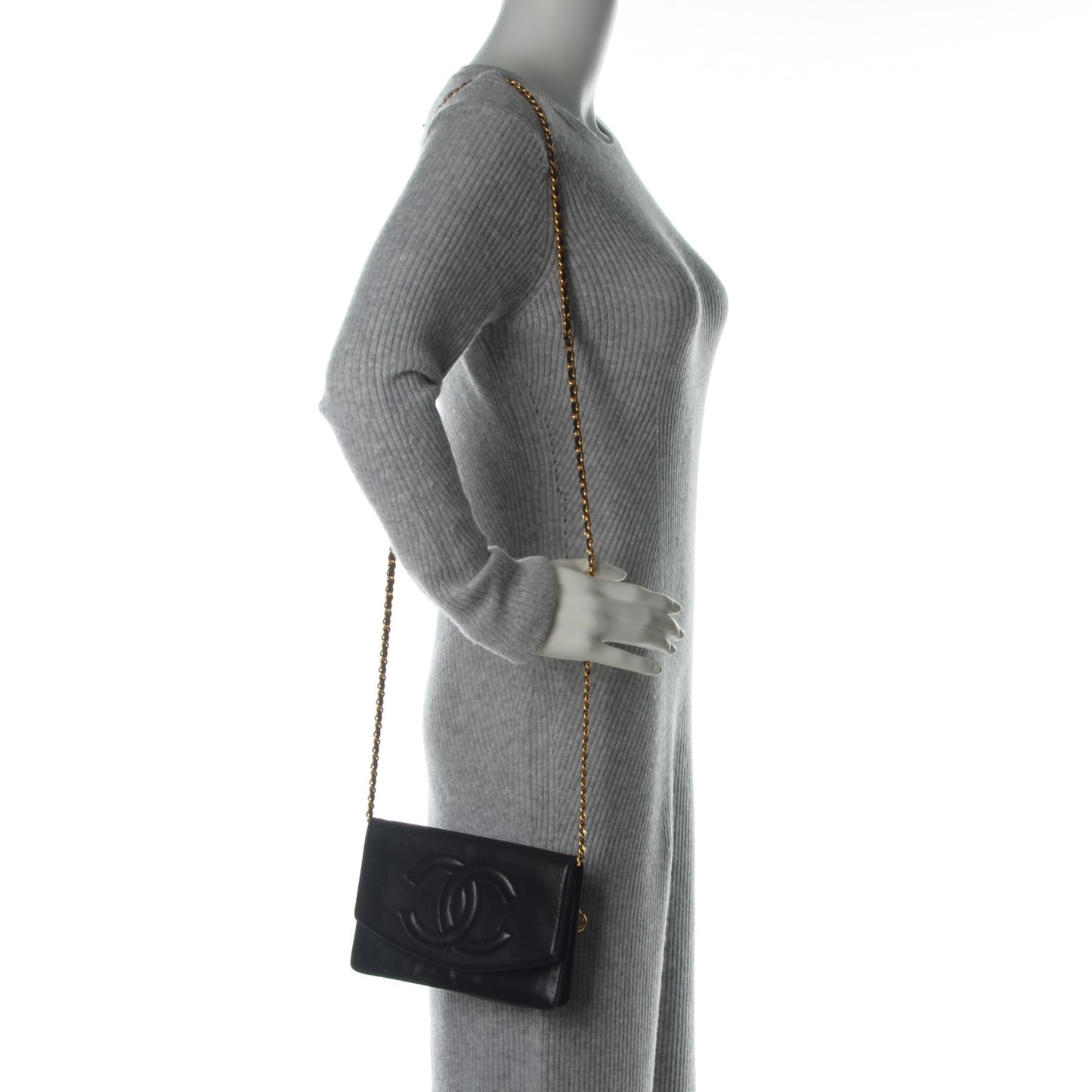 Lambskin Timeless CC Wallet On Chain WOC Black