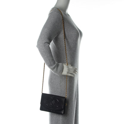 Chanel Lambskin Timeless CC Wallet On Chain WOC Black 2 of 8