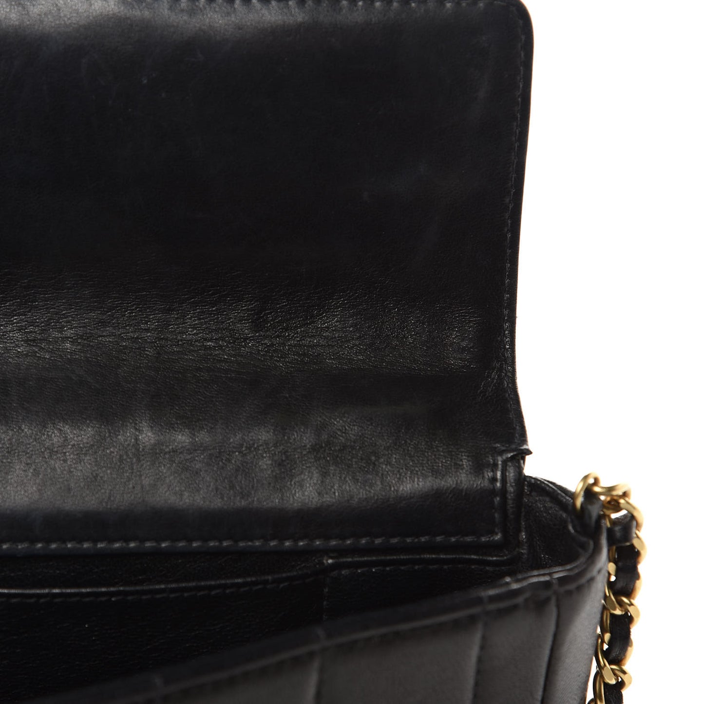 Lambskin East West Chocolate Bar Flap Black