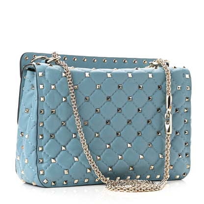Valentino Garavani Nappa Medium Rockstud Spike Shoulder Bag Blue 3 of 9