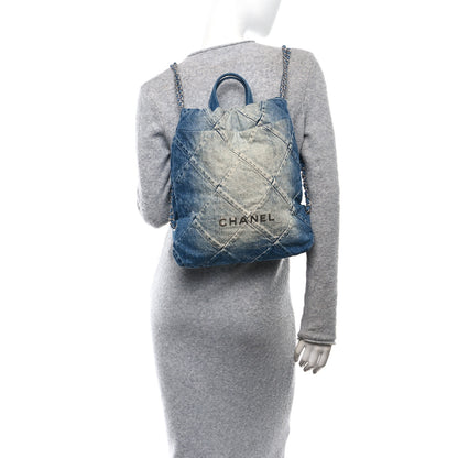 Chanel Denim Quilted Chanel 22 Backpack Blue 2 of 10