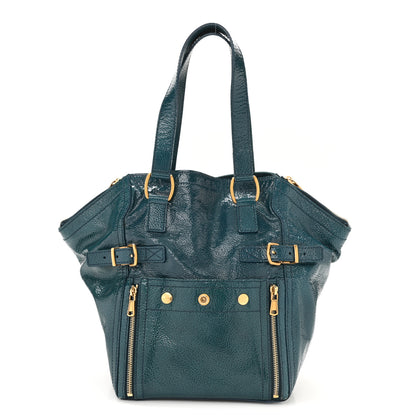 Saint Laurent Patent Small Downtown Tote Petrol Blue 1 of 8