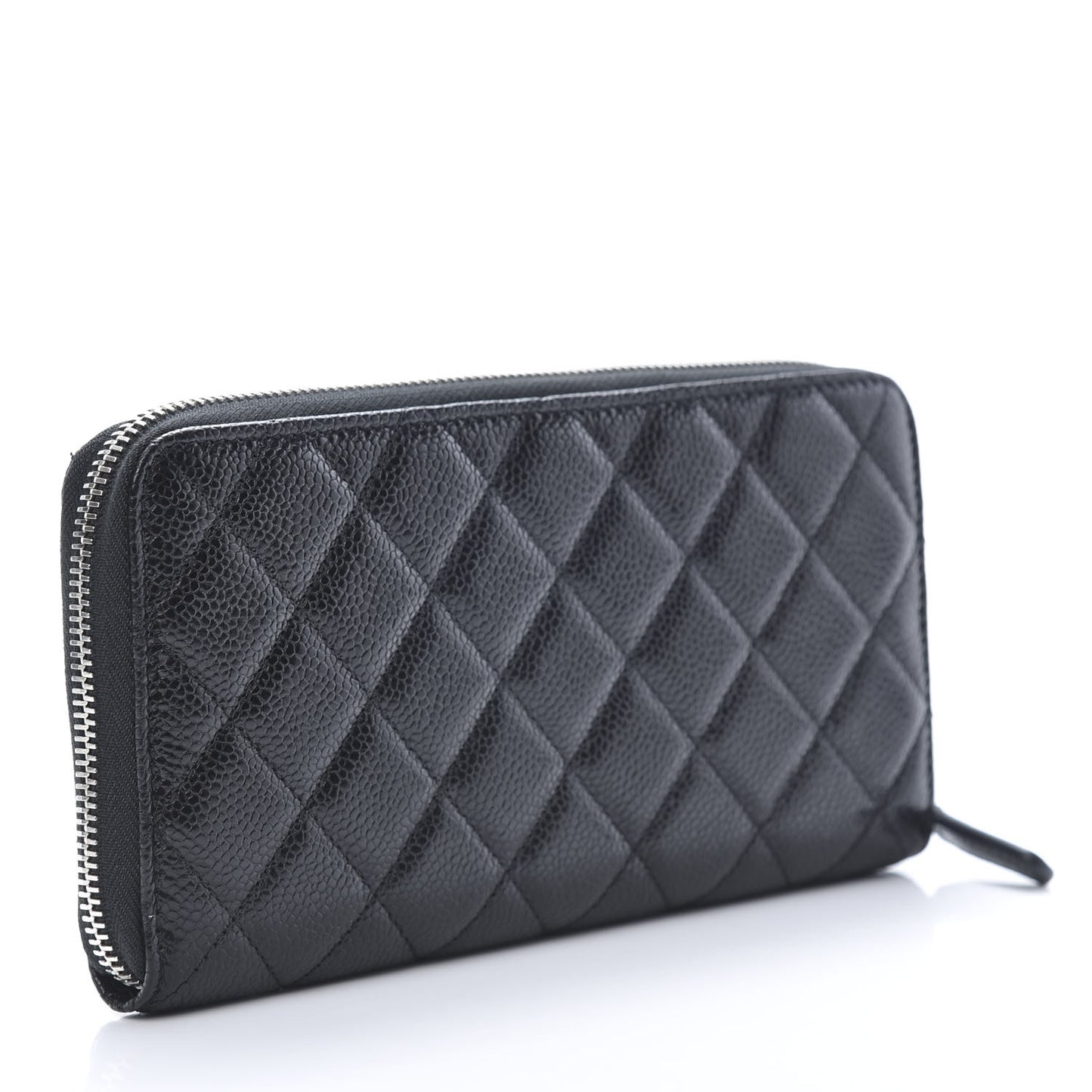 Caviar Quilted Incognito Large Gusset Zip Around Wallet Black