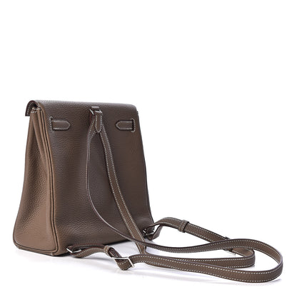Hermes Taurillon Clemence Kelly Ado Backpack Etoupe 3 of 12