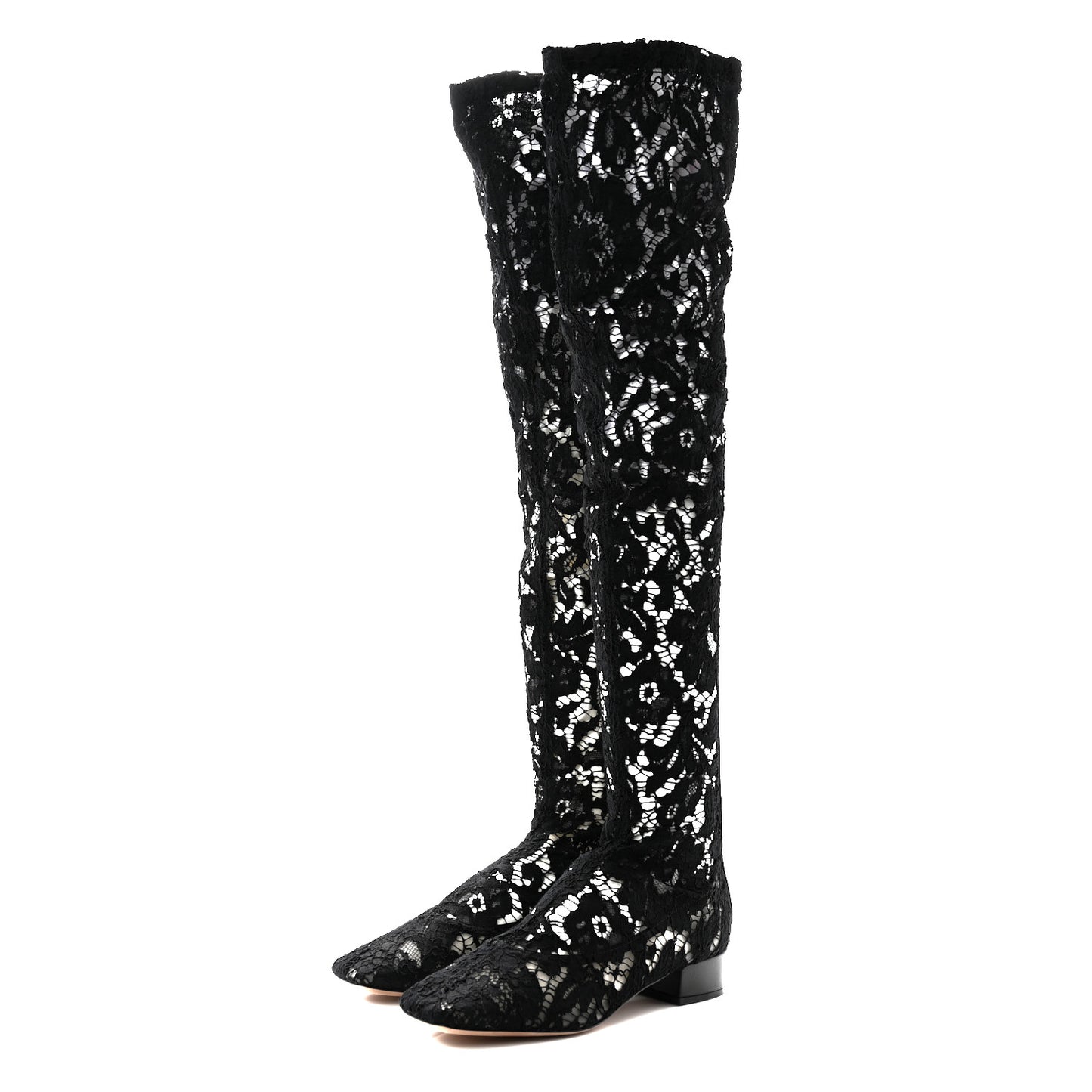 Lace Over The Knee Boots 39 Black