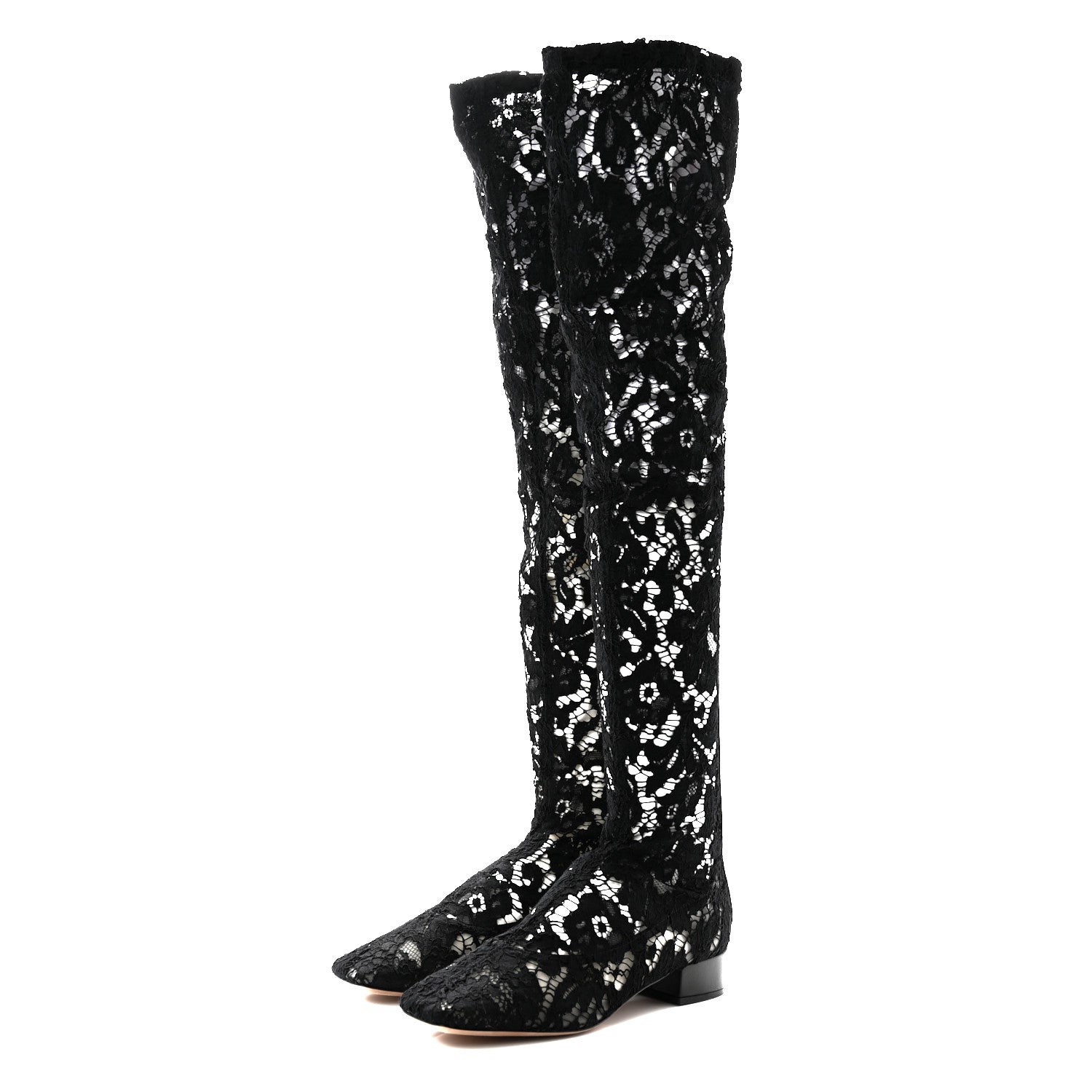 Valentino Garavani Lace Over The Knee Boots 39 Black 3 of 9