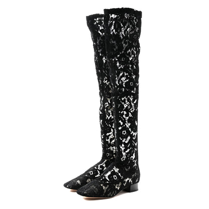 Valentino Garavani Lace Over The Knee Boots 39 Black 3 of 9