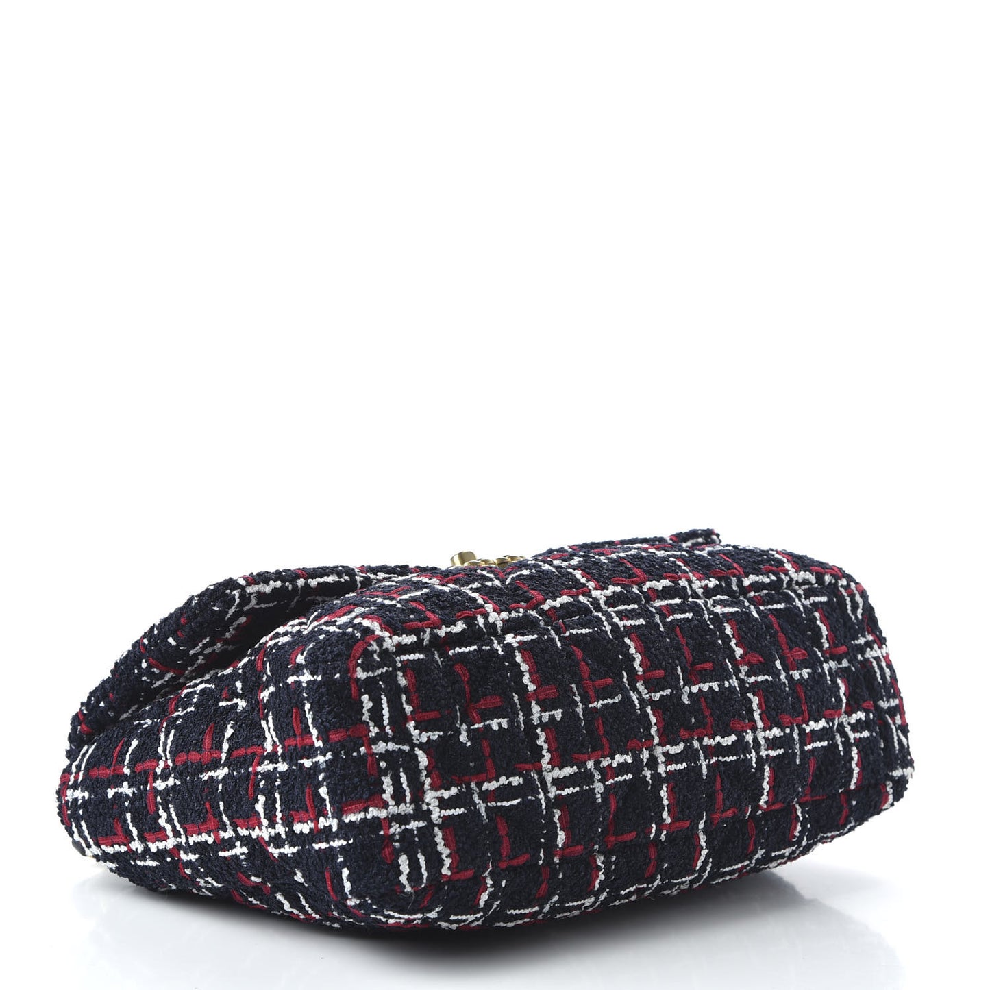 Tweed Quilted Large 19 Flap Navy Blue White Red