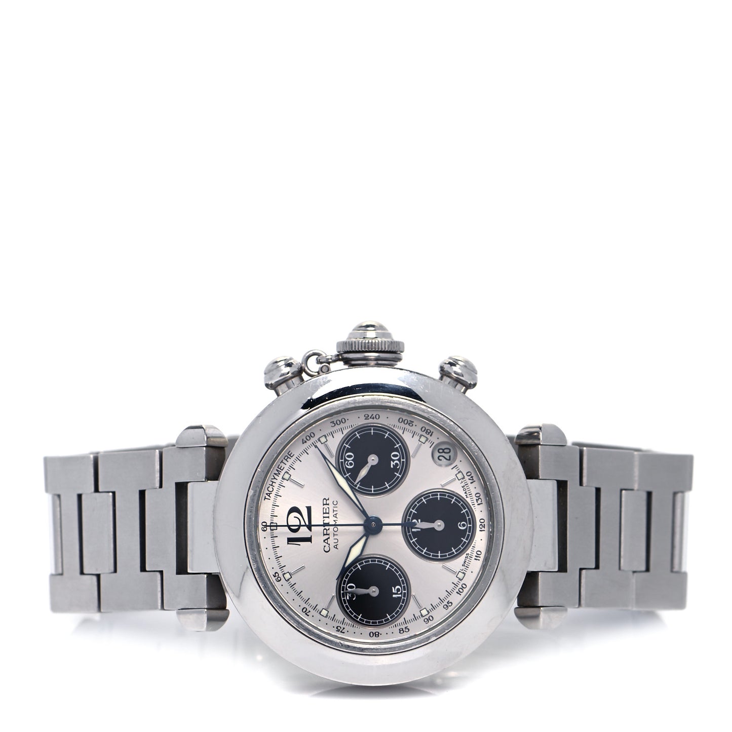 Stainless Steel 35mm Pasha C Chronograph Automatic Watch Black