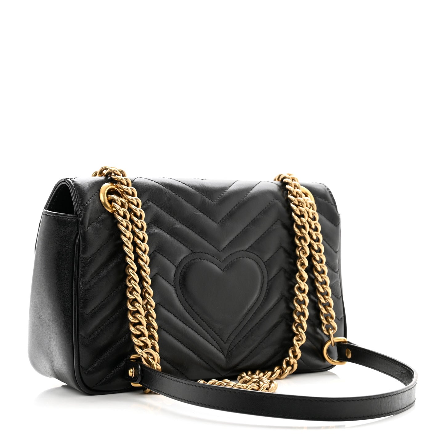 Calfskin Matelasse Small GG Marmont Shoulder Bag Black