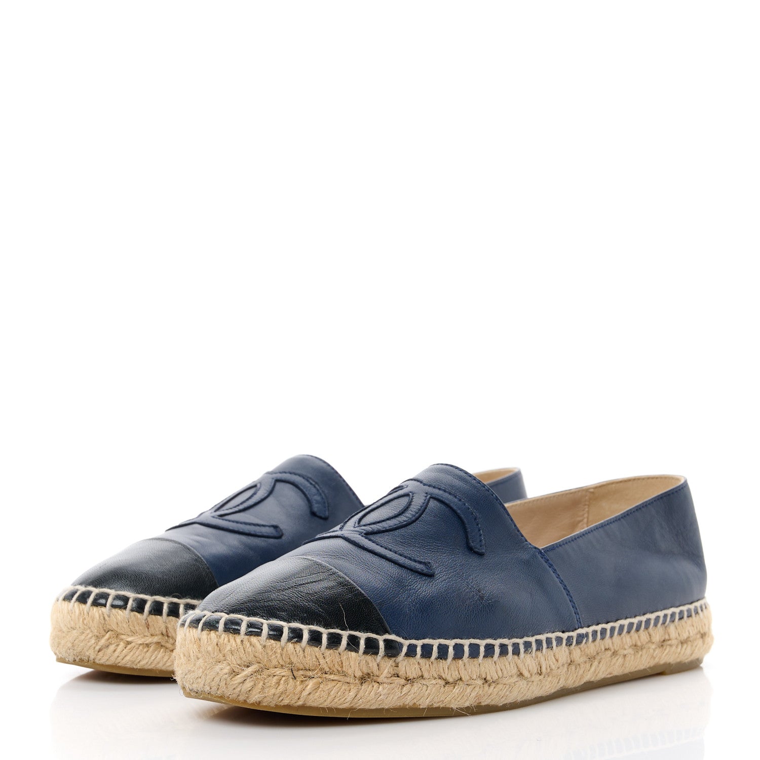 Chanel Lambskin CC Espadrilles 38 Navy Black 3 of 9