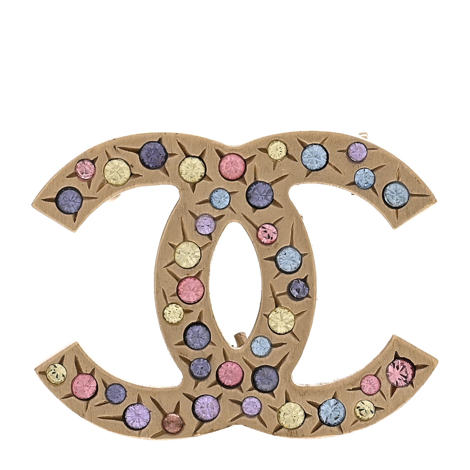 Chanel Crystal CC Brooch Gold Multicolor 1 of 4