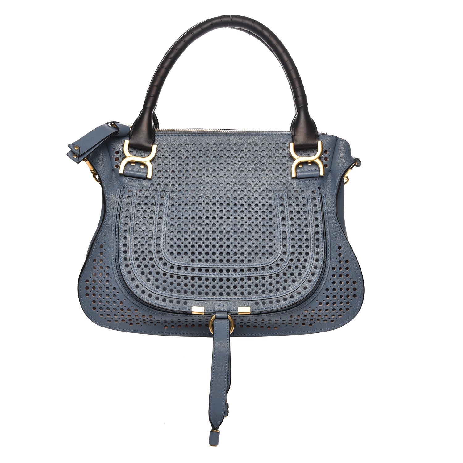 Chloe Calfskin Perforated Medium Marcie Satchel Blue 1 of 8