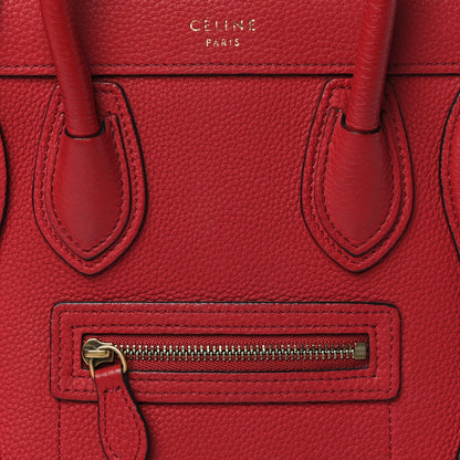 Celine Drummed Calfskin Nano Luggage Red 7 of 10