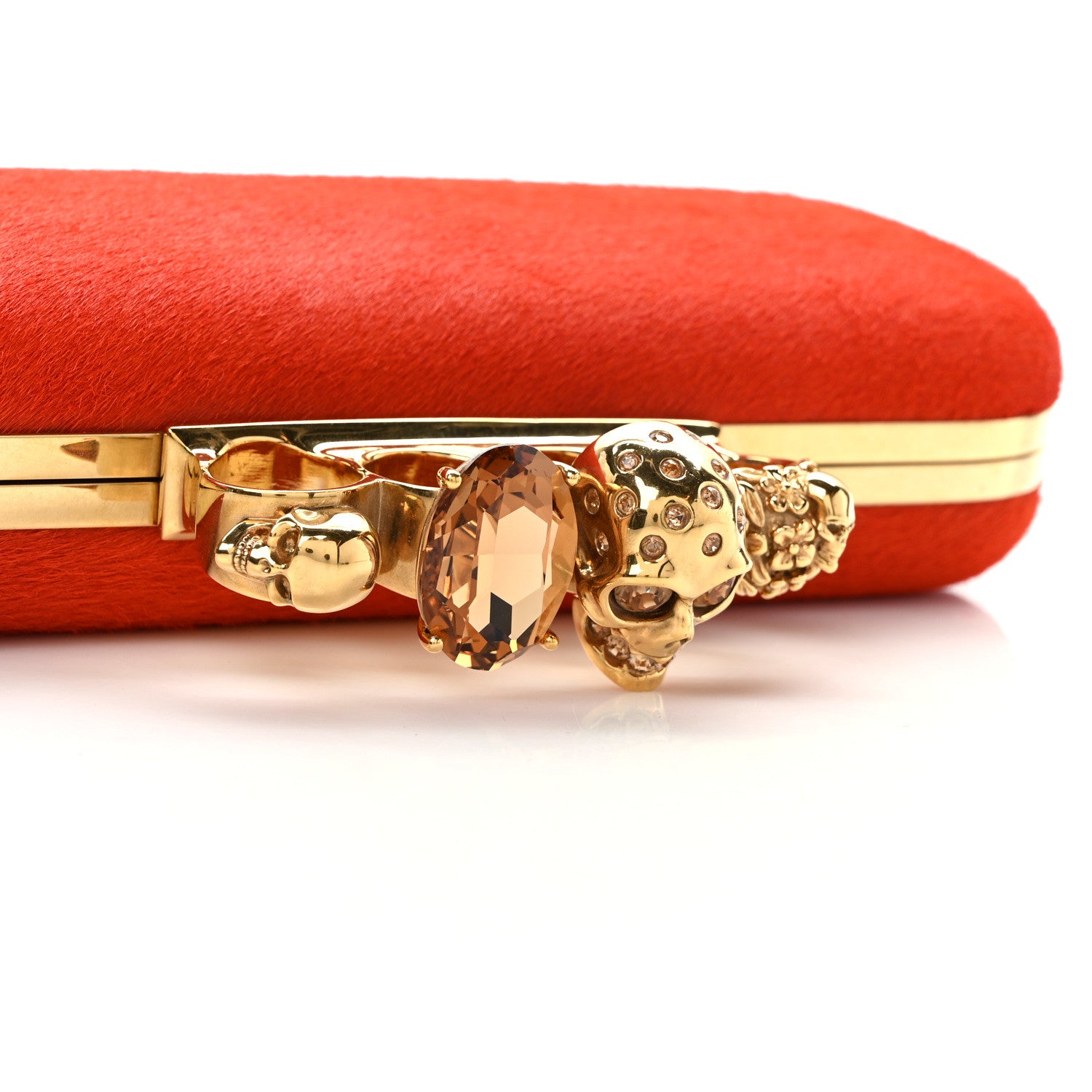 Alexander McQueen Calf Hair Long Skull Box Clutch Orange 7 of 7