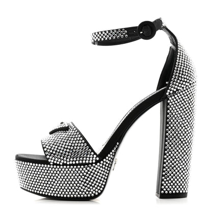 Prada Satin Crystal Triangle Logo 40/135mm Platform Sandals 38.5 Cristal 1 of 8