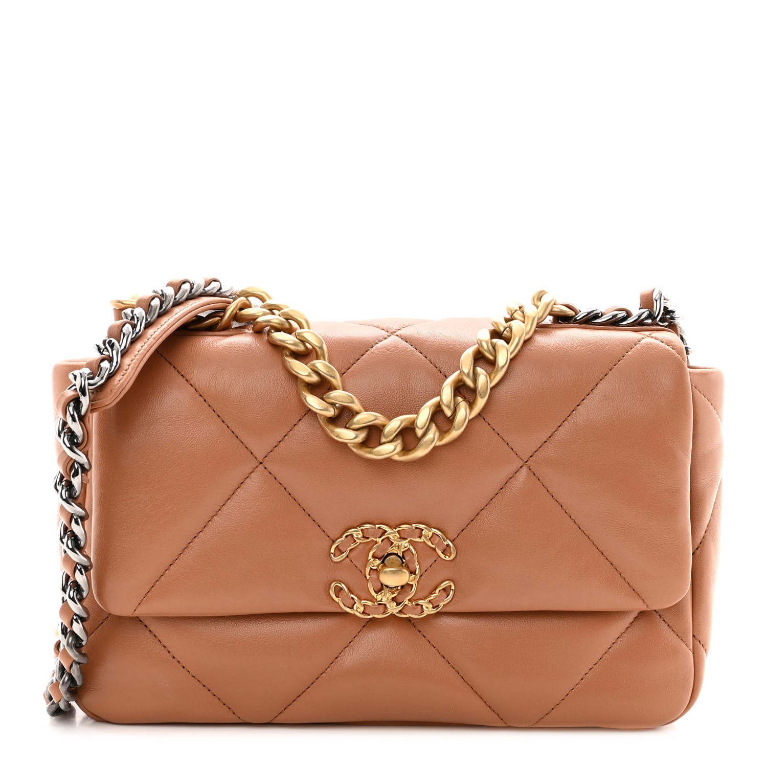 Chanel Lambskin Quilted Medium Chanel 19 Flap Light Brown 1 of 10