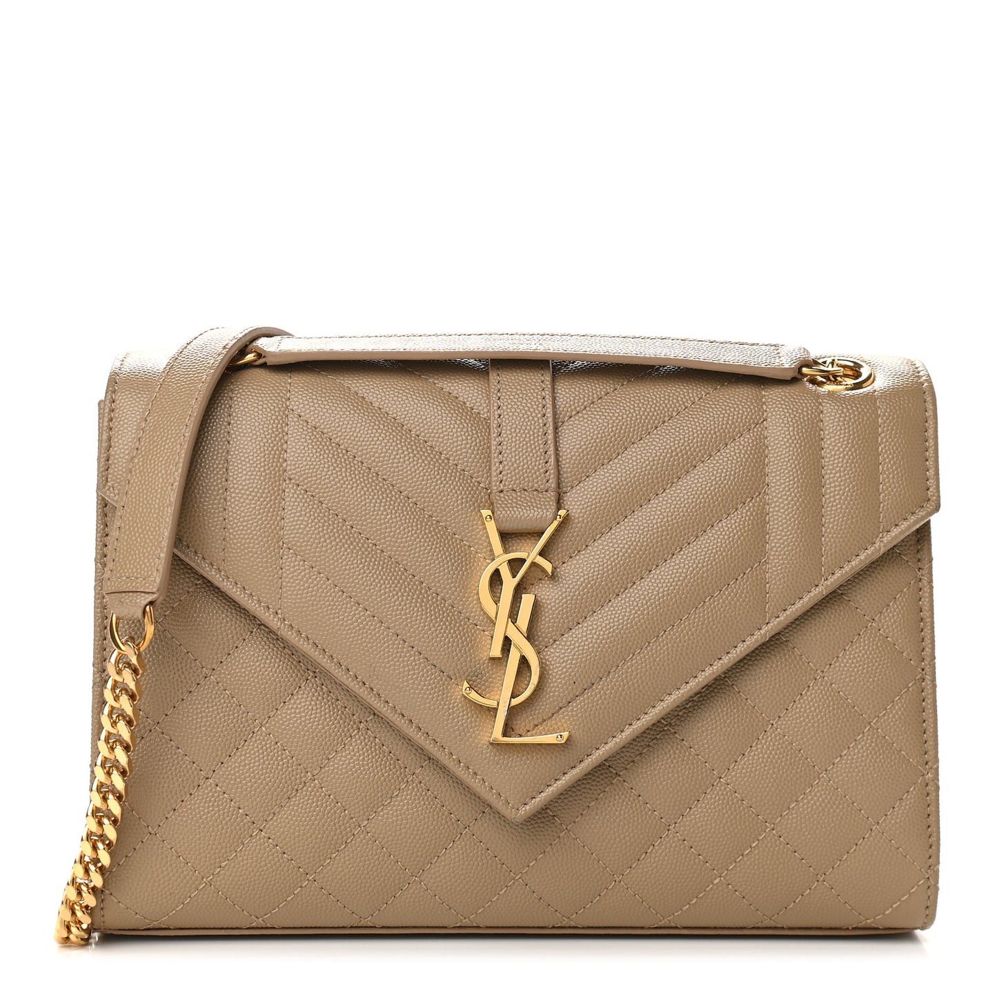 Grain De Poudre Textured Mixed Matelasse Medium Triquilt Monogram Satchel Dark Latte