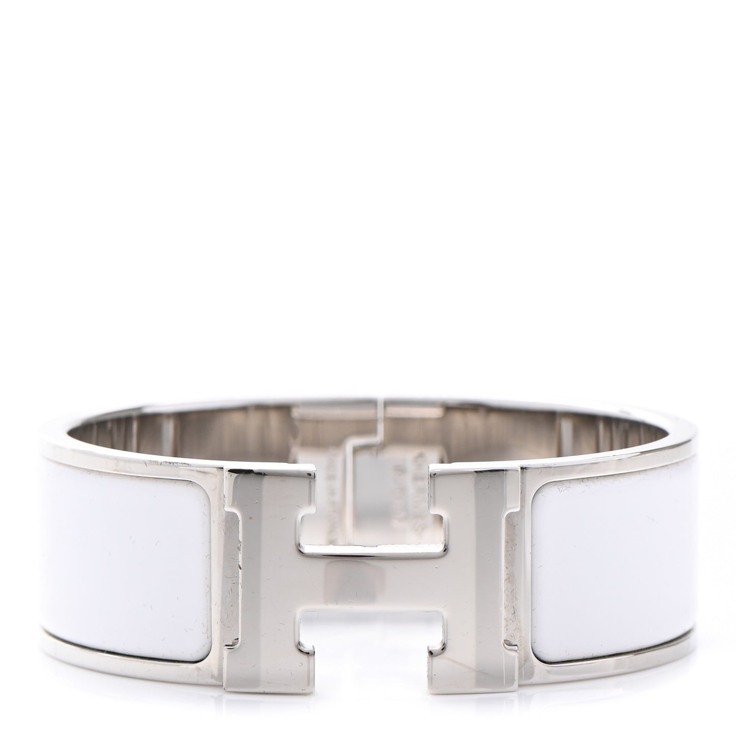 Enamel Wide Clic Clac H Bracelet PM White