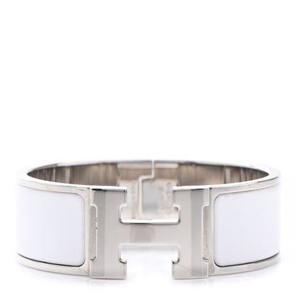 Hermes Enamel Wide Clic Clac H Bracelet PM White 1 of 5