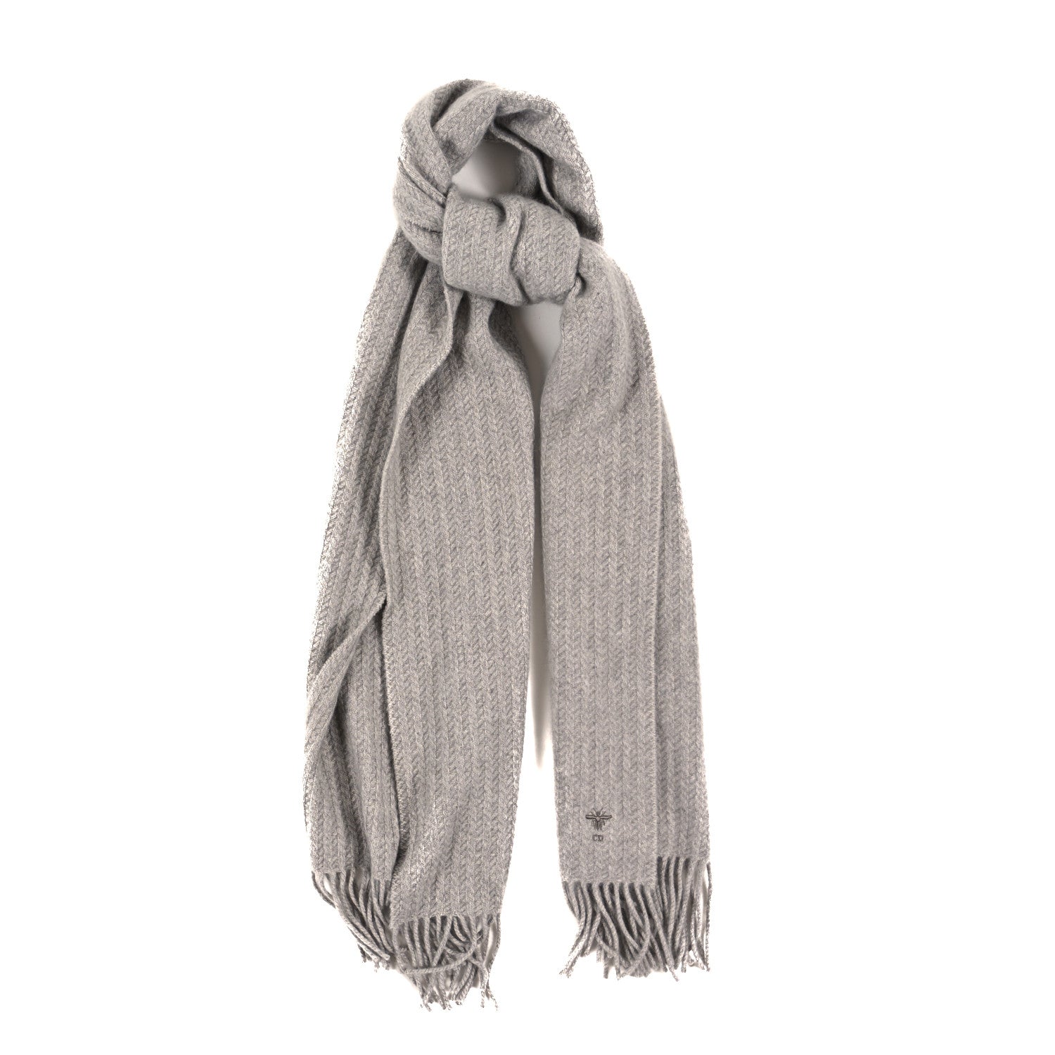 Christian Dior Cashmere Bee Scarf Grey 1 of 3