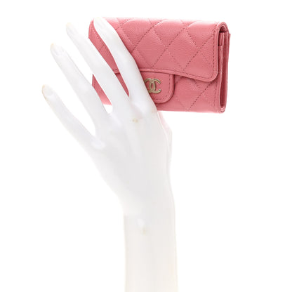 Chanel Caviar Quilted Flap Card Holder Wallet Pink 2 of 9