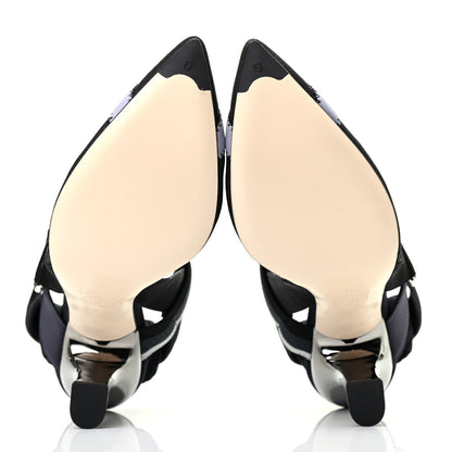 Fendi Technical Mesh Colibri 85mm Slingback Pumps 35 Black Asfalto 5 of 7