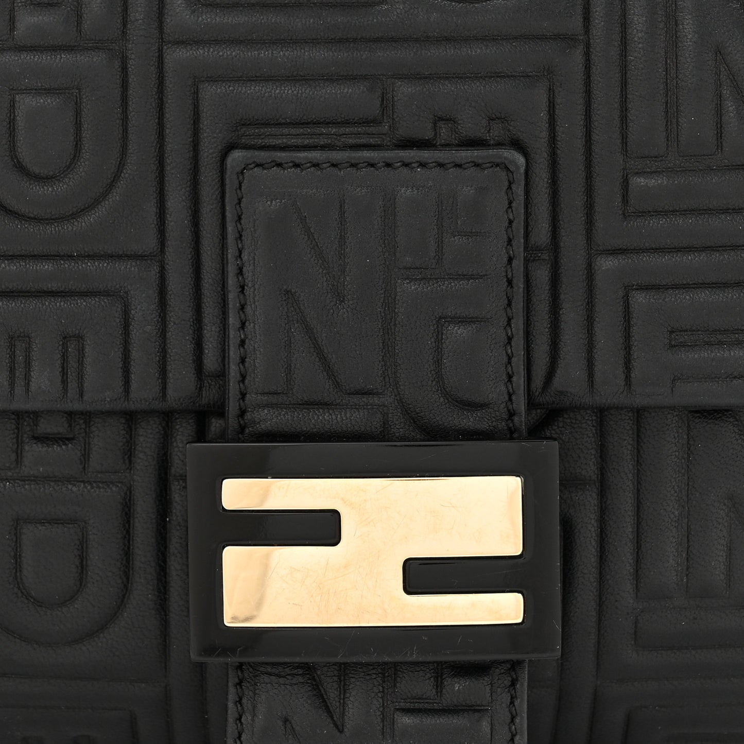 Nappa Logo Embossed Baguette Black