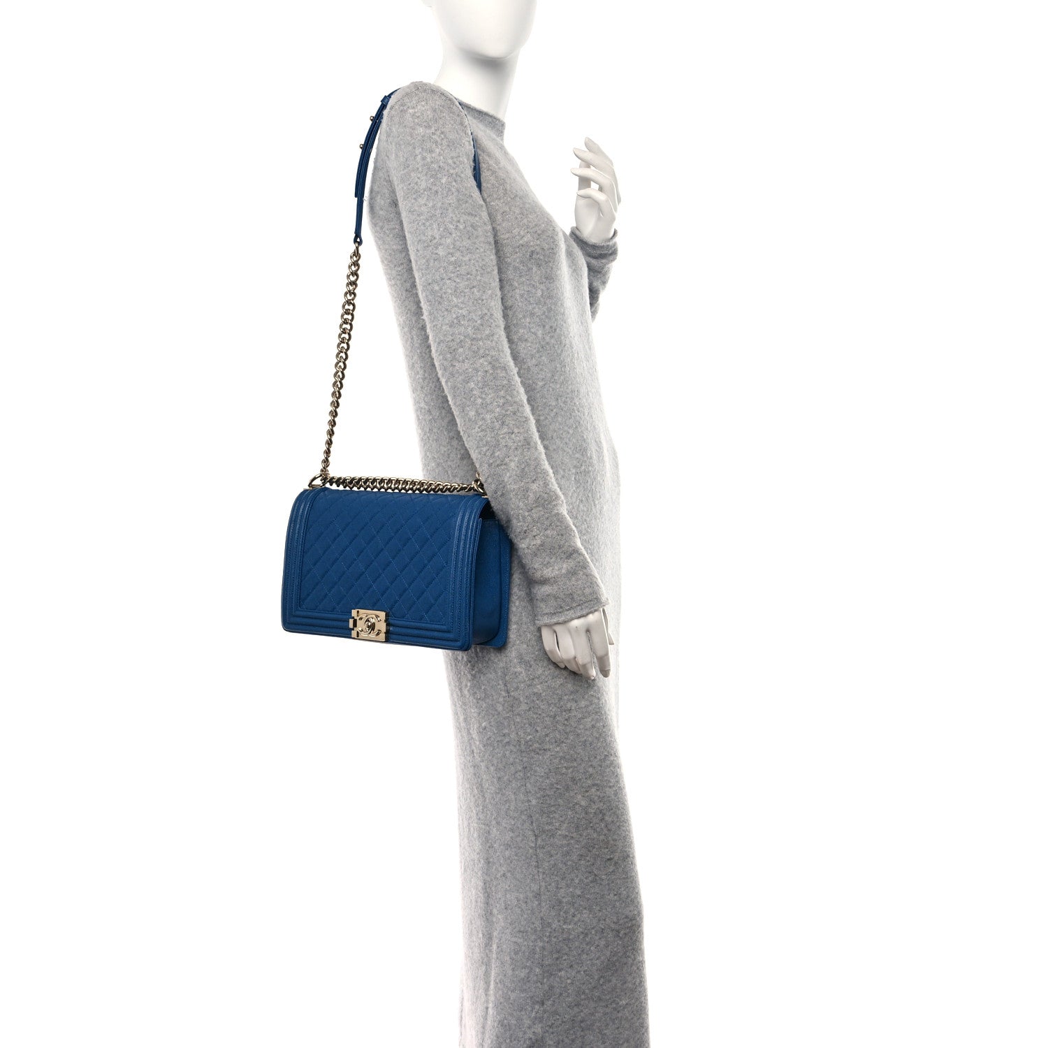 Chanel Caviar Quilted New Medium Boy Flap Blue 2 of 10