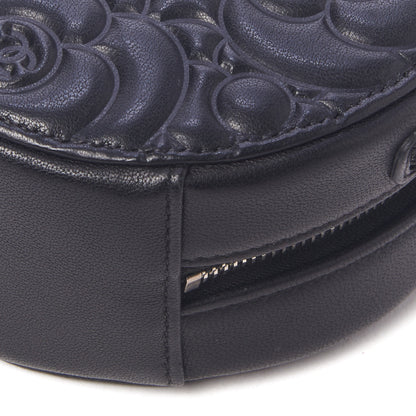 Chanel Lambskin Camellia Quilted Round Clutch With Chain Black 5 of 10