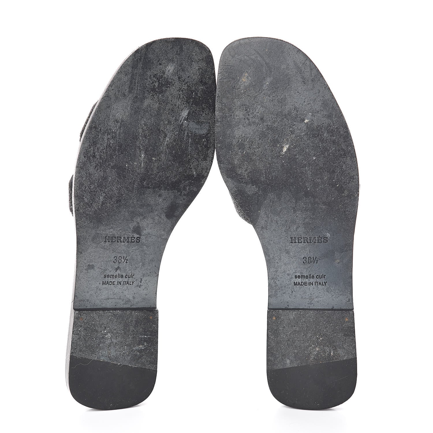 Hermes Suede Goatskin Crystal Powder Oran Sandals 38.5 Black 7 of 7