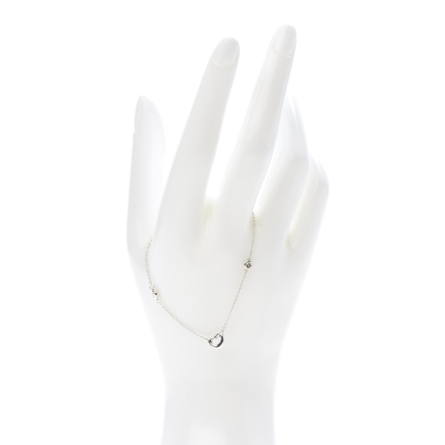 Tiffany Sterling Silver Diamond Elsa Peretti Diamonds by the Yard Open Heart Bracelet 2 of 8