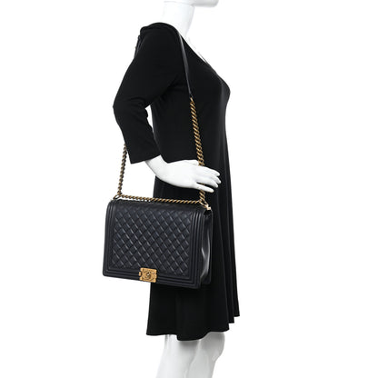 Chanel Metallic Lambskin Quilted Large Boy Flap Black 2 of 14