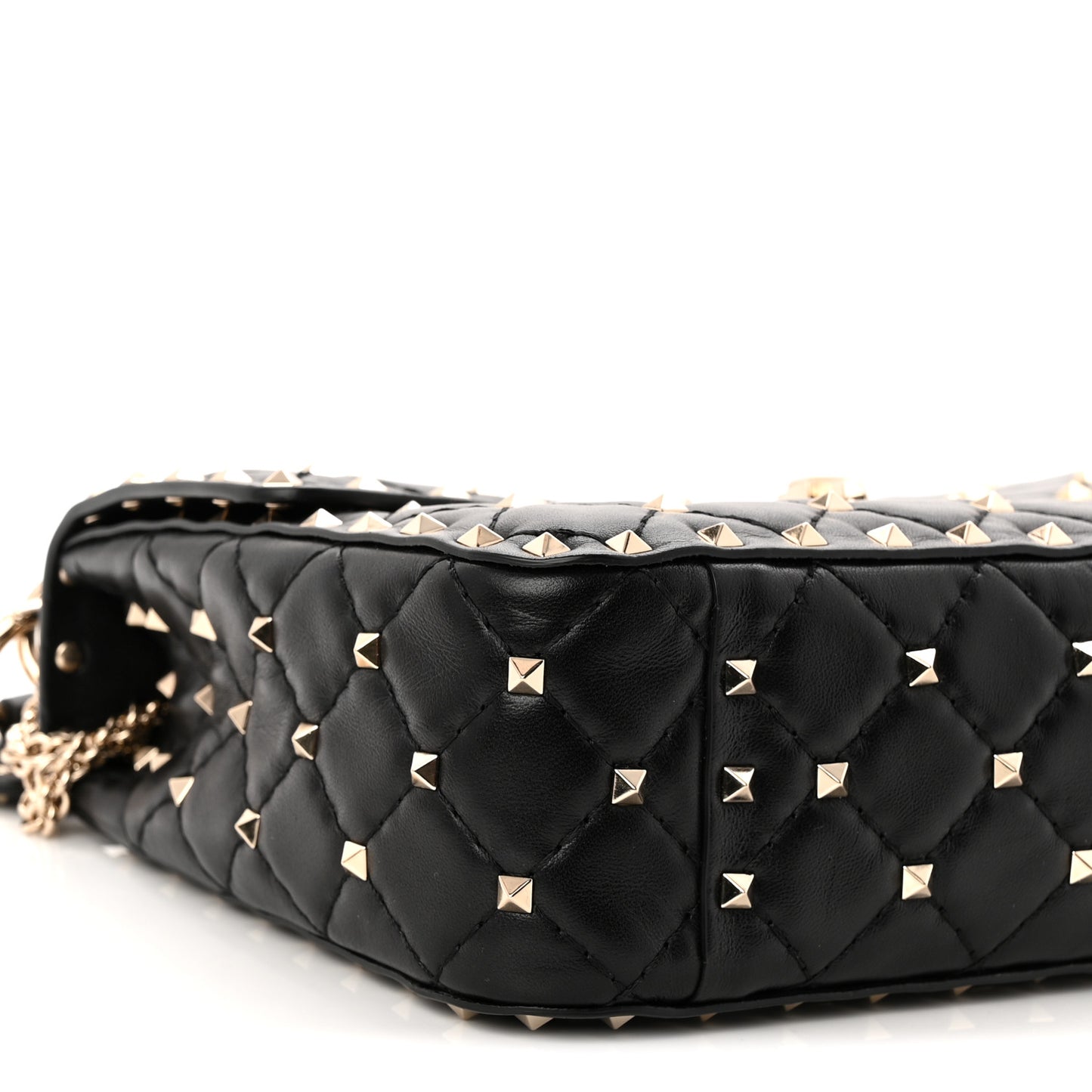 Nappa Medium Rockstud Spike Shoulder Bag Black