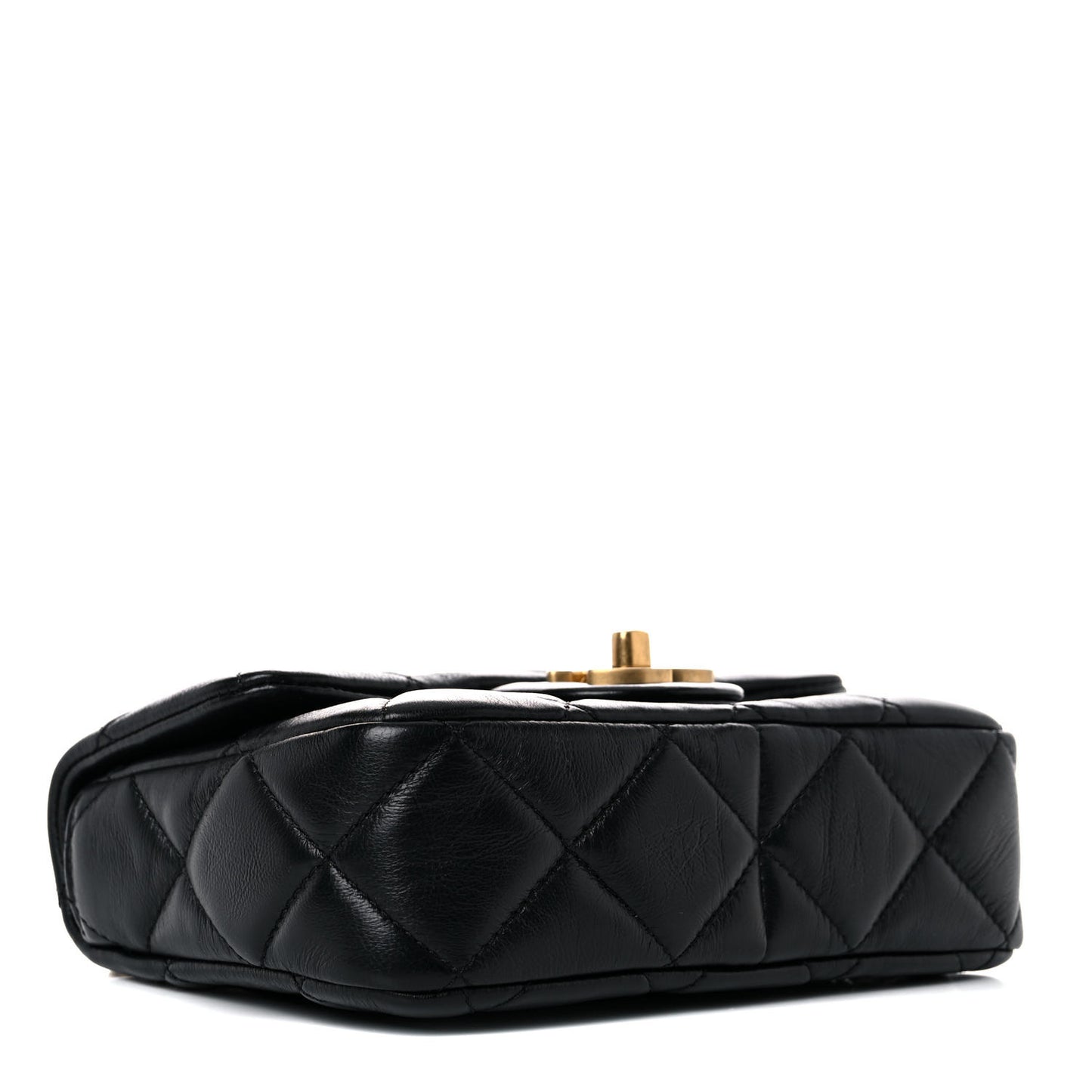 Lambskin Enamel Quilted Mini Pending CC Square Flap Black