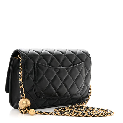 Chanel Lambskin Quilted CC Pearl Crush Wallet on Chain WOC Black 3 of 11