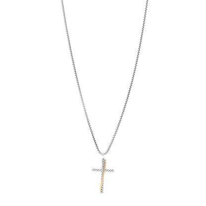 David Yurman Sterling Silver 18K Yellow Gold 35mm Crossover Cross Necklace 1 of 5