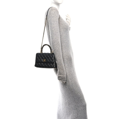 Chanel Calfskin Strass Quilted Mini Coco Handle Flap Dark Silver 2 of 10