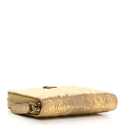 Chanel Metallic Calfskin Crocodile Embossed Cocodile Zip Coin Case Gold 4 of 11