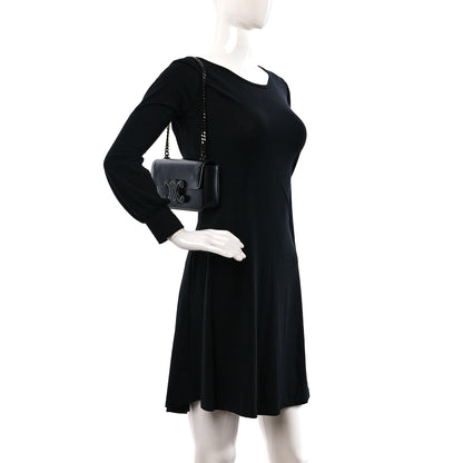 Celine Shiny Calfskin Cuir Triomphe Chain Shoulder Bag Black 2 of 11