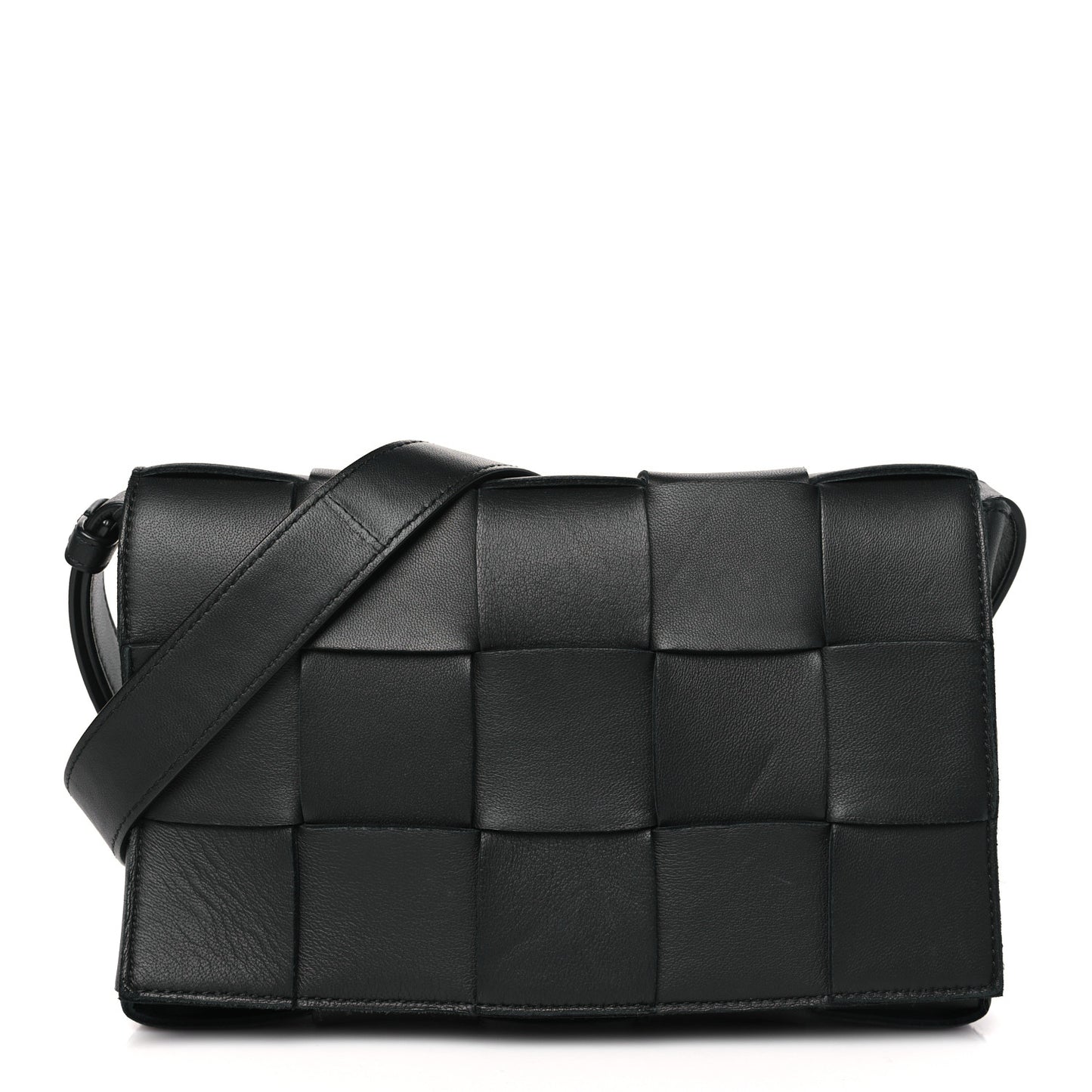 BOTTEGA VENETA Lambskin Maxi Intrecciato Cassette Crossbody Bag Black