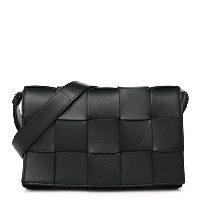 Bottega Veneta BOTTEGA VENETA Lambskin Maxi Intrecciato Cassette Crossbody Bag Black 1 of 8