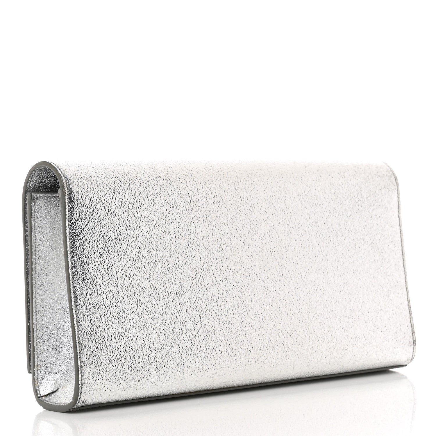 Saint Laurent Textured Metallic Calfskin Classic Monogram Cassandre Clutch Silver 3 of 10