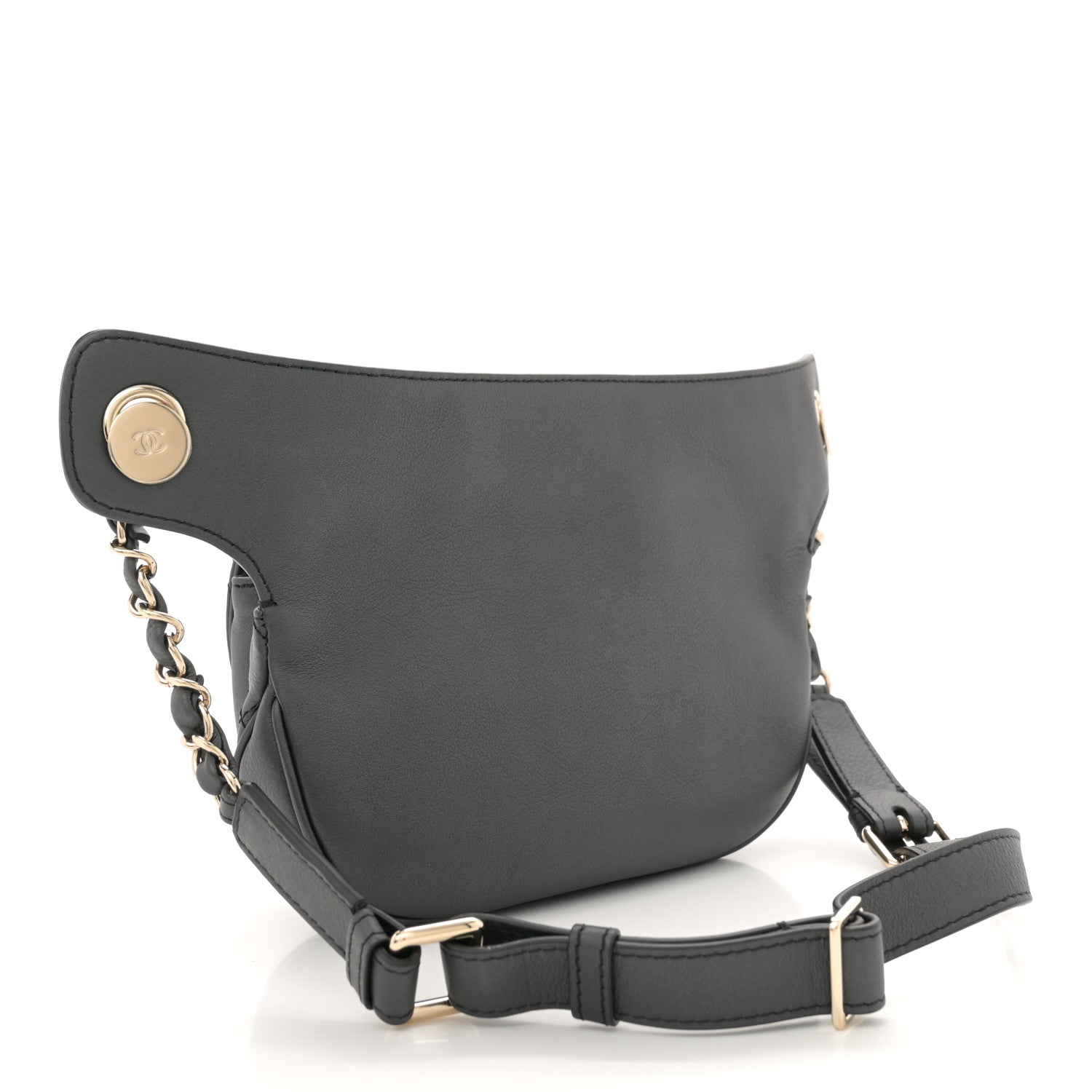 Chanel Metallic Calfskin Flap Chain Waist Bag Ruthenium 3 of 10