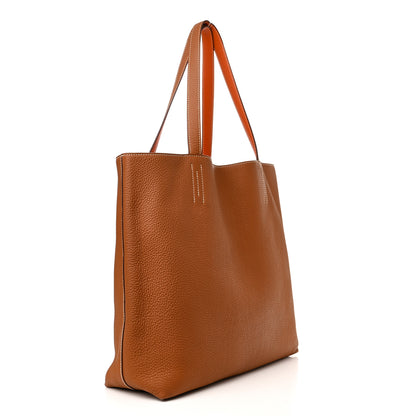 Hermes Taurillon Clemence Double Sens 45 Reversible Tote Orange Gold 4 of 17