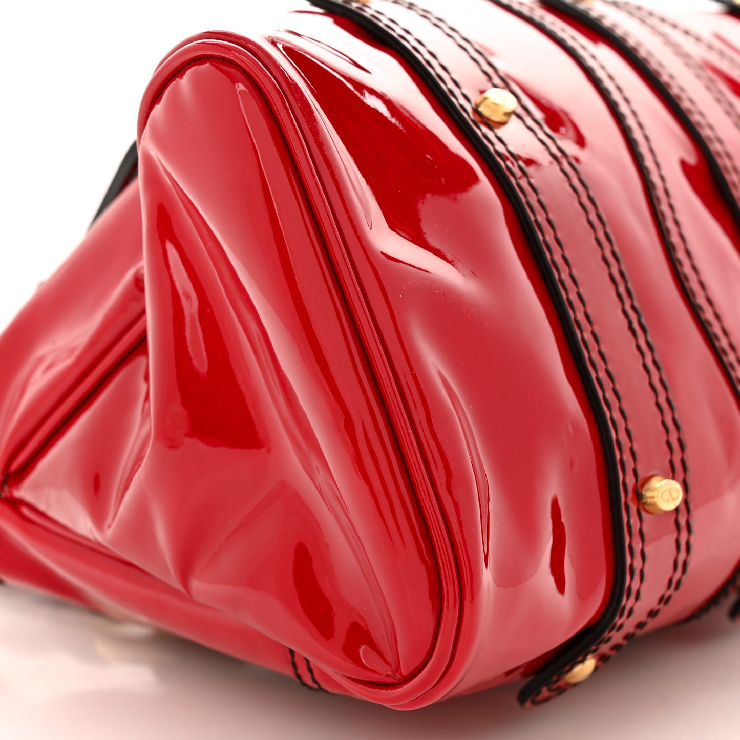 Grained Calfskin Catch Satchel Red